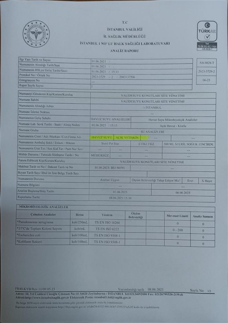 Havuz Tahlil Raporlar� Haziran Ay� 2022